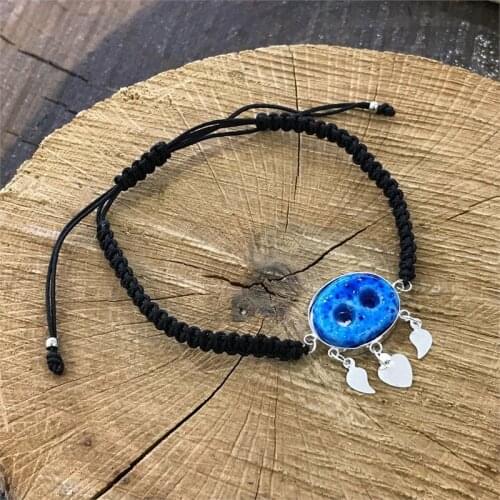 Fashion Silver Evil Eye Bead Bracelet Nazar Amulet Charm Black Rope Rock Bangles Turkish Hercai Jewelry Accessories Friend
