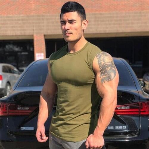 Mens Compression Sleeveless Shirt Fitness Mens Blank Tight Tank Top Workout Vest Cotton Muscle Tank Top Gym Cothing