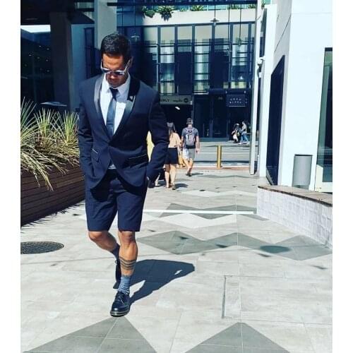 Business Smart Men Suits With Shorts Shawl Lapel Wedding Slim Fit Groom Terno Masculino Prom Blazer 2 Pieces Custom Made