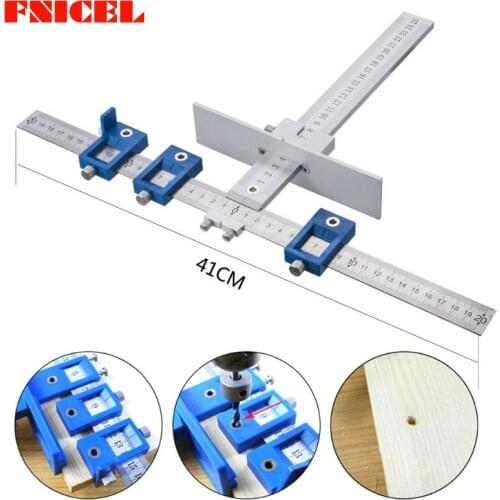 Multifun Aluminum Drilling Punching Locator Position Cabinet Hardware Jig Set Drill Guide Adjustable Sliding Nut for Woodworking