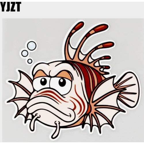 YJZT 14.8CM×12.9CM Decal Cartoon Lovely Lionfish PVC Car Sticker 11C-0191