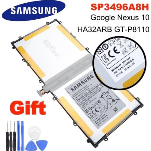 Original Samsung High Quality SP3496A8H Battery For Samsung Google Nexus 10 HA32ARB GT-P8110 9000mAh