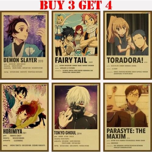 Polaroid Movie Poster Anime JoJo' Bizarre Adventure Attack On Titan Tokyo Ghoul Kraft Paper Anime Vintage Poster For Home Decor