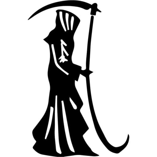 Lifelike Car Stickers Reaper Personality PVC Car Decoration Accessories Decals Creative Anti-UV Waterproof Sunscreen Black/white