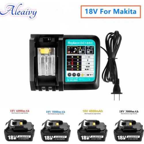WIth Charger BL1860 Rechargeable Battery 18 V3.0Ah 6.0Ah Lithium Ion for Makita 18v Battery BL1840 BL1850 BL1830 BL1860B LXT 400