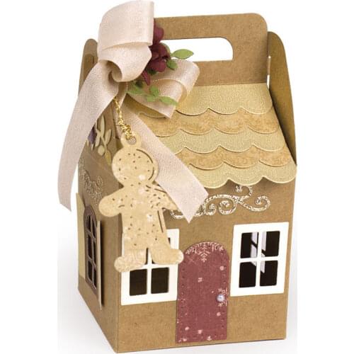 DIY Christmas House Shaped Gift Bag Cutting Dies Scrapbook Paper Craft Emboss Punch Stencil Mold Accessories navidad PI669