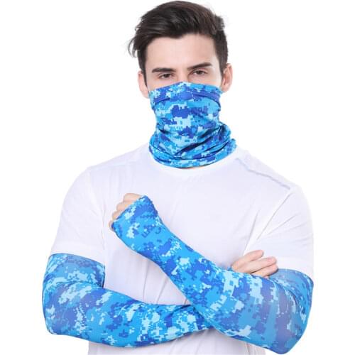 Sports sunscreen combo set riding turban ice silk sleeves summer quick-drying breathable fishing bib sleeves