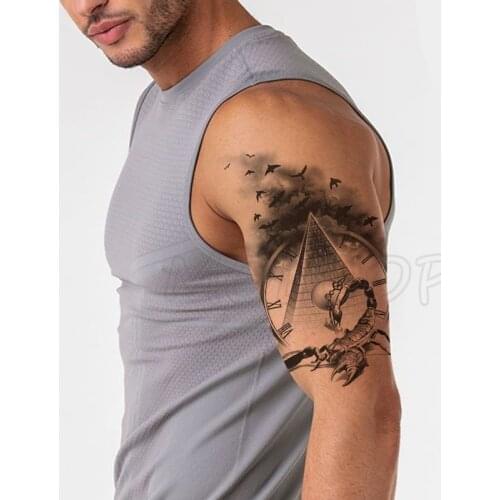 Temporary Tattoo Stickers Scorpion Pyramid Roman Bell Fake Tatto Waterproof Tatoo Back Leg Arm Belly Big Size for Women Men Girl