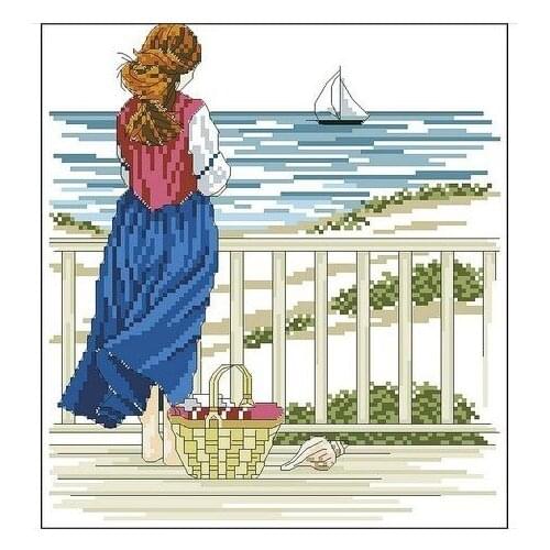 Embroidery Package Hot Sell Best Quality Cross Stitch Kits By Wind Listen Sea Free Shipping