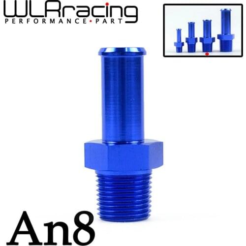WLR RACING - UNIVERSAL ALUMINUM STRAIGHT 1/2" HOSE NIPPLE TO MALE 3/8" NPT FITTING BLUE