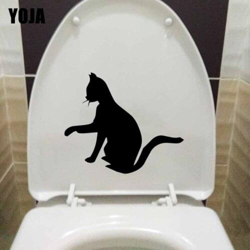 YOJA 23.8X17.8CM Cartoon Cat Toilet Sticker Wall Decal Personality Bedroom Home Decoration T5-0134