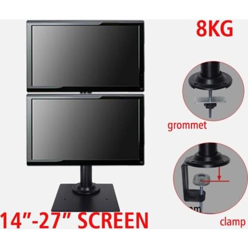 DL-TLD-A1 14-27" height adjustable 8kg clamp base grommet hole base double lcd monitor desktop stand dual screen mount bracket