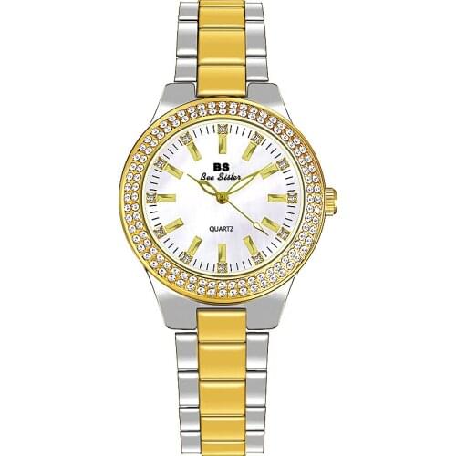 Women Crystal Diamond Watches Luxury Brand BS 1258 Fashion Elegant Dress Ladies Wrist Watches Stainless Steel Waterproof Clock
