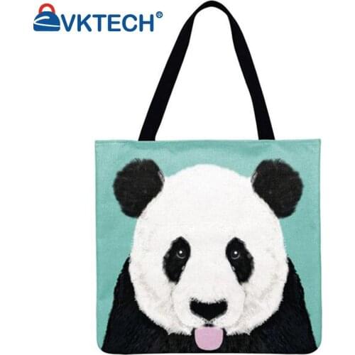 Panda Printed Shoulder Shopping Bag Casual Ladies Large Capacity Tote Handbags