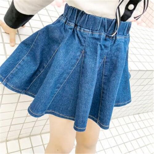 2-10 Years Girls Skirts Spring Korean Denim Skirt For Girl 2020 High-quality Pleated Skirt New Arrival Fashion Baby Girl Skirts