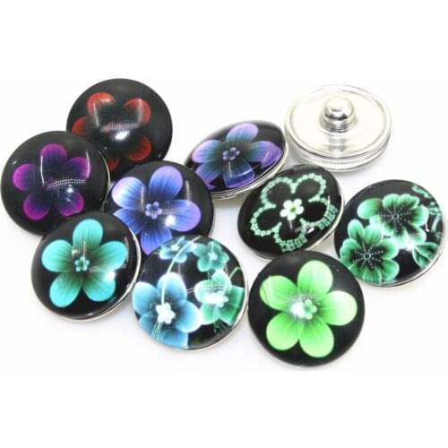 10pcs/lot Mix Random Flowers Snap Buttons 18mm Ginger Snap Bracelet&Bangles DIY Sports Snap necklace Jewelry Charms