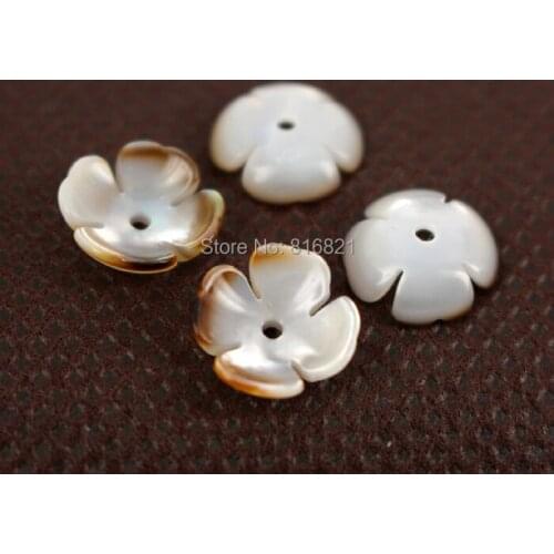 10 pieces/lot ) 12x3mm New White w/ Black MOP Mother of Pearl Shell Beads Carved 3D Flower Pendant focal Beads Spacer Beads
