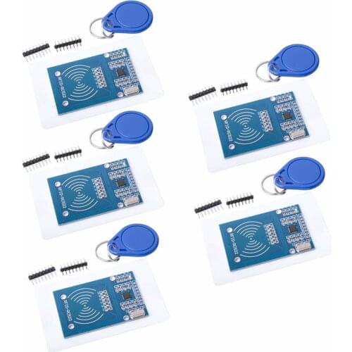 5pcs Rc522 Rfid Rf Ic Card Sensor Module + S50 White Card + Key Ring For Arduino Raspberry Pi