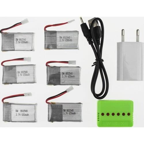 6pcs/lot 3.7V 650mAh battery with X6 Charger and USB power adapter for SYMA X5C-1 X5C X5 X5SC X5SW X6SW JJRC H9D H5C RC Drone