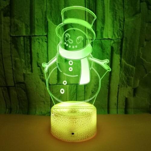 Acrylic Snowman RGB LED 3D Night Lights 7 Color Changing USB Remote Multicolor Desk Table Lamp Home Decor Kid Christmas Gift