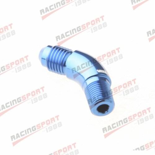 AN4 4AN AN-4 To 1/8" NPT 45 Degree Male Fitting Adapter Aluminum Blue