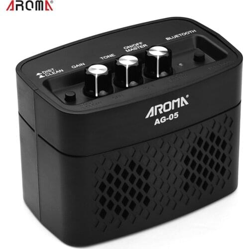 AROMA AG-05 Bluetooth Electric Guitar Amp Amplifier 5-Watt Stereo Output Distortion Gain Tone Control 3.5mm Monitoring 6.35mm