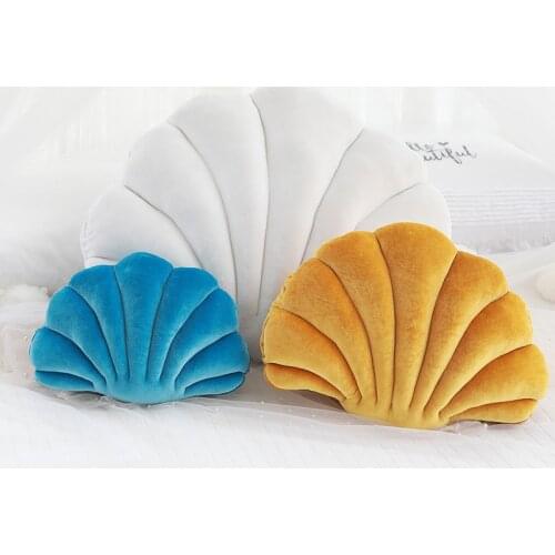 Velvet Sea Shell Plush Back Seat Cushion Office Home Chairs Luxury Wave Back-rest Pad Pillow Aquarium Home Rome Decoration