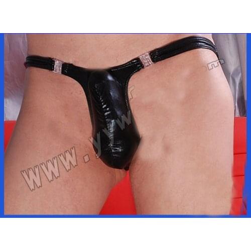 Glittering mens patent leather pants patent leather sexy mens underwear gay penis jockstrap men thong