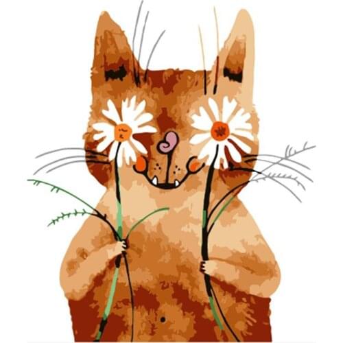 DIY Digital Painting By Numbers Package Naughty cat oil painting mural Kits Coloring Wall Art Picture Gift frameless