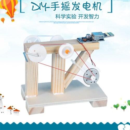 DIY Assemble Toys Manual Generator Model Kits Wood Educational Toys for Kids Invention Science Physic Experiment Dynamo Toy Gift