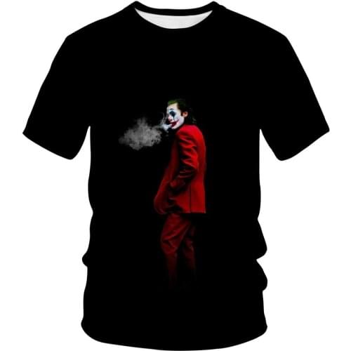 Novelty Summer T-shirt Clown 3D with Flame Print Short Sleeve T-shirt Crew Neck Men and Women Harajuku T-shirt Streetwear