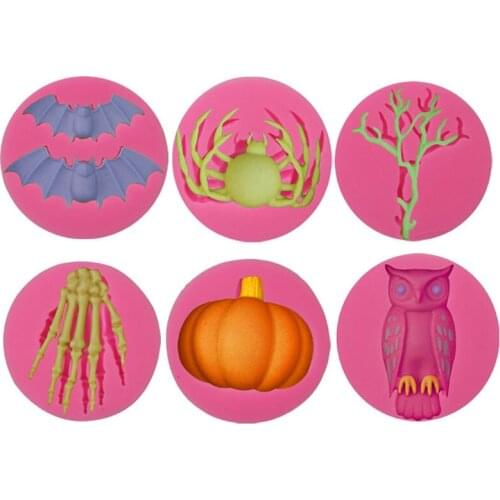 Cake Decoration Tools Halloween Fondant Cake Mold Chocolate Handmade Silicone Mold Bat Pumpkin Spider Lantern Mould Sugar Craft