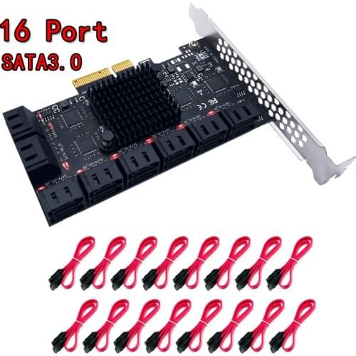 PCIE SATA Card 16 Ports 6Gb SATA 3.0 PCIe Card, PCIe To SATA Controller Expansion Card, X4 PCI Slots Support 16 SATA 3.0 Devices