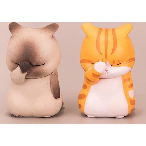 Mini Kawaii Cover The Face Cat Japan Anime Simulation Animal Cat Action Figure Decoration Toy Collectible Model Kids Toy Gift