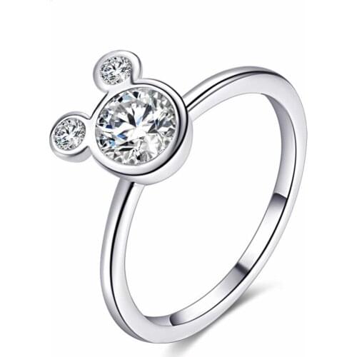 Fashion Rings For Women Girl CZ Cubic zirconia Wedding Mickey Shape Finger Ring Party Valentines Gifts Bague Wholesale Jewelry