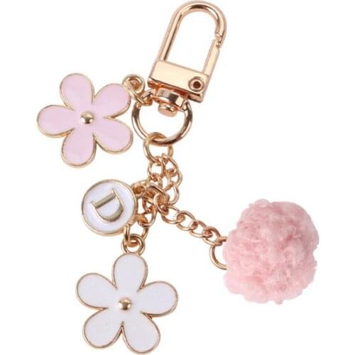 Fashion Trendy Keychain Pink Flower Cute Bag Car Key Holder Keyring Gifts Lovely Ribbon Flower Keyring For Men Women Jewelry