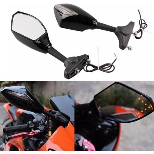 Motorcycle LED Indicator Rear View Side Mirrors Rearview Mirrors For Honda / Suzuki / Yamaha / Ducati Etc All Street Bikes Pair