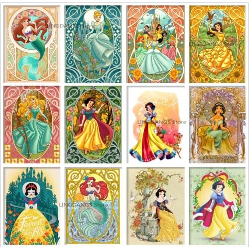 Disney 5d Diy Diamond Painting Cartoon Princess Animal Module Pattern Diamond Mosaic Embroidery Cross Stitch Handmade Home Decor