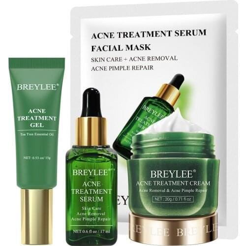 BREYLEE Anti Acne Repair Set Facial Mask Treatment Removal Oil Control Cream Shrink Pores Moisturizing Face Skin Care Serum