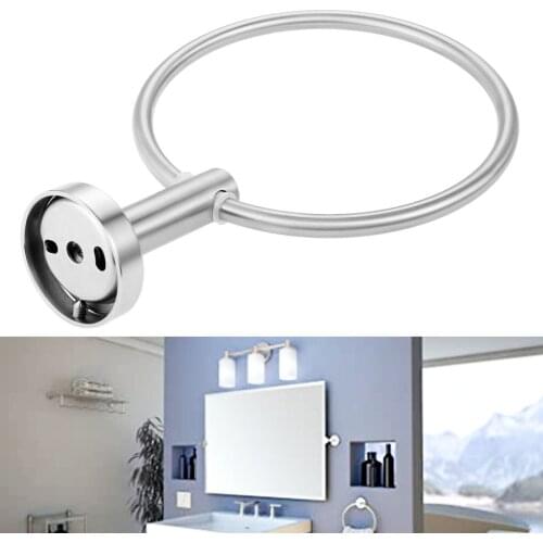 Towel Ring Round Hand Holder Wall Mounted Rack Stainless Steel Modern Minimalism Bathroom Kitchen Brushed Nickel Decor Home Bar