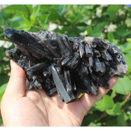 760g Natural Black Quartz crystal cluster lucky decoration Healing Reiki Quartz Chakra Stone free shipping JB02