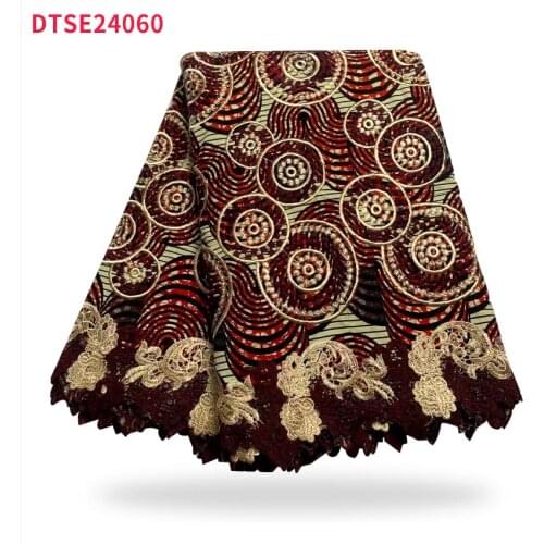 New Africa Nigeria Wax Cloth Lace Embroidery High Quality Real Lace 6 Size Nigeria Lace Fabric DTSE24060