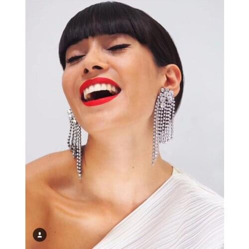 New Design Fashion Crystal Cup chain stud earrings for women brand wedding jewelry Bridal brincos Gold earrings pendant