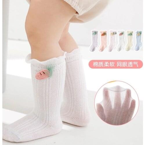 Baby boy Girl Spring Socks Cartoon Bowknot Kids Spring Autumn Cotton Breathable Long Sock Floor Anti-skid Toddler Socks 0-3Y