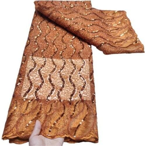 Orange African Lace Fabric with Sequins High Quality Sequin Lace Fabric Embroidery Nigerian Net Laces for Party Sewing Green