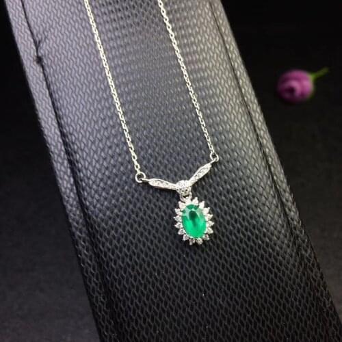 Natural green emerald Elegant Lovable round Diana necklace natural gemstone pendant necklace S925 silver girl gift fine jewelery