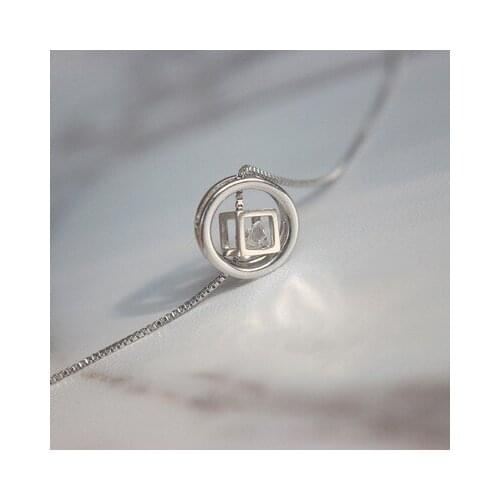 Silver Color Necklace Crystal Cube Circle Clavicle Necklace For Women 3 Ways To Wear Choker Collar kolye