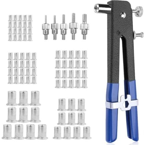 86pcs Blind Rivet Gun Heavy Duty Nut Threaded Insert Hand Riveting Kit M3-M8 Rivet Nuts Nail Gun Household Repair Tools