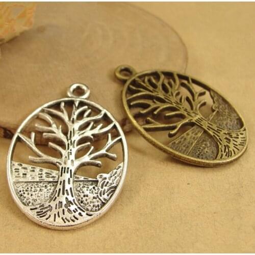 RONGQING 50pcs/lot tree life Charms Ancient Bronze Ancient silve charms pendant fit DIY for bracelet necklace 23*34MM