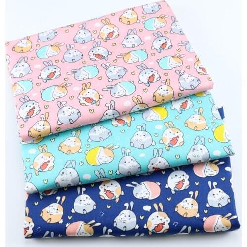 Printed Rabbit 100% Cotton Fabric Bed Sheet Fabric Kids Cotton Cloth for DIY Sewing Quilting Fat Quarters Material for Baby Warp